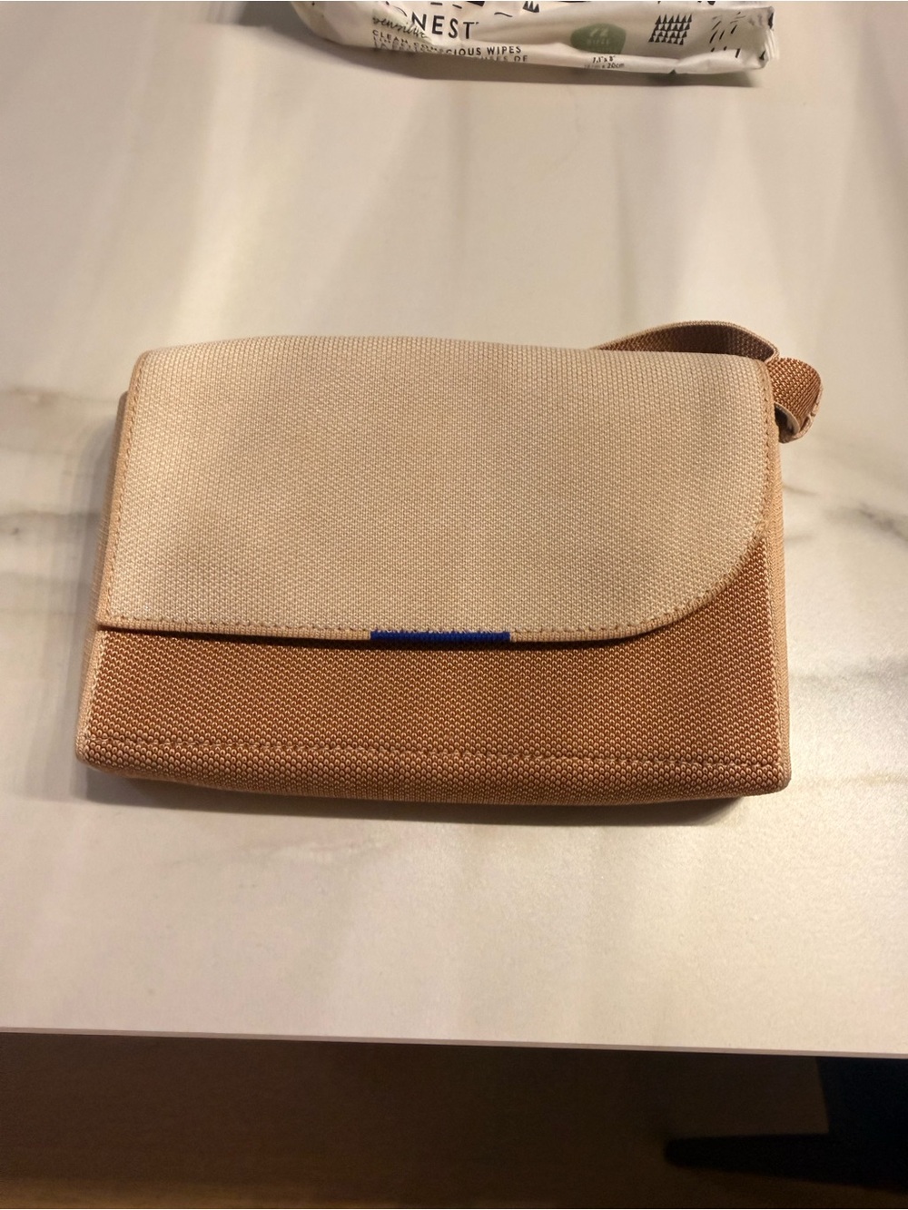 Rothy's Tan Exterior with Bright Red Interior Waist bag